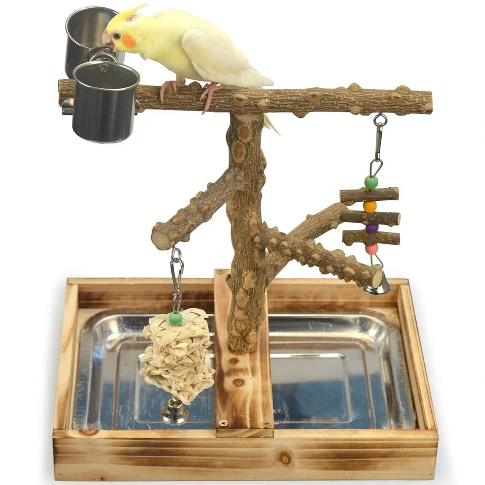Natural Wood Bird Feeder Playground, Aluminum Tray Assembled Display NWOT & box